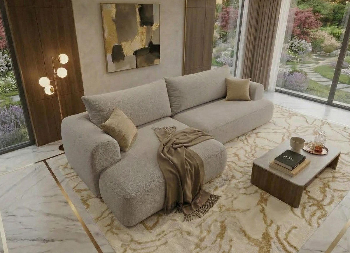 BIG-SOFA Vitton Beige Links - Beige, Textil (260/85/200cm) - B&B Home