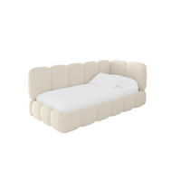 EINZELLBETT Jugendbett mit Bettkasten, Links - AVRY 100x200 Beige - Champagner/Beige, Holzwerkstoff/Textil (100/200cm) - ALTDECOR
