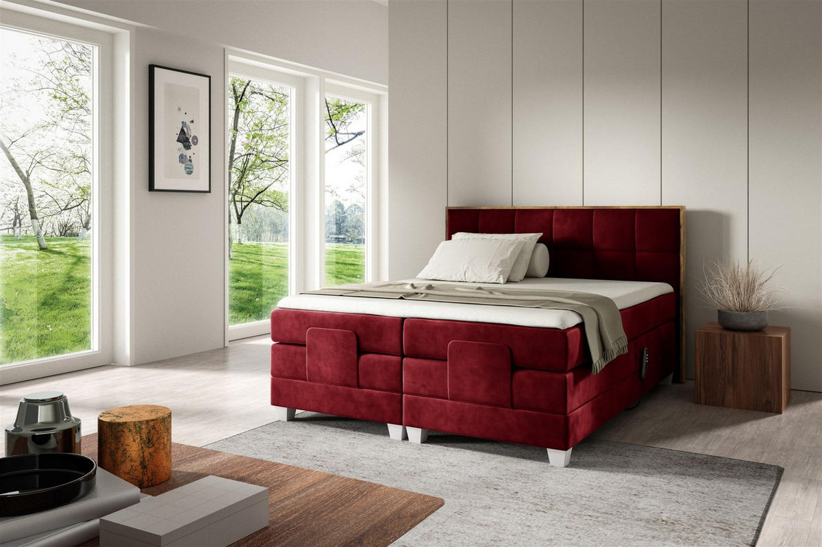 BOXSPRINGBETT Elektrisch Henry - Rot, Holzwerkstoff/Textil (180/200cm) - Fun Möbel