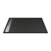 DUSCHWANNE - 140 cm x 90 cm - Harz - Schwarz - LYROSA - Schwarz, Kunststoff (90cm) - Vente-Unique