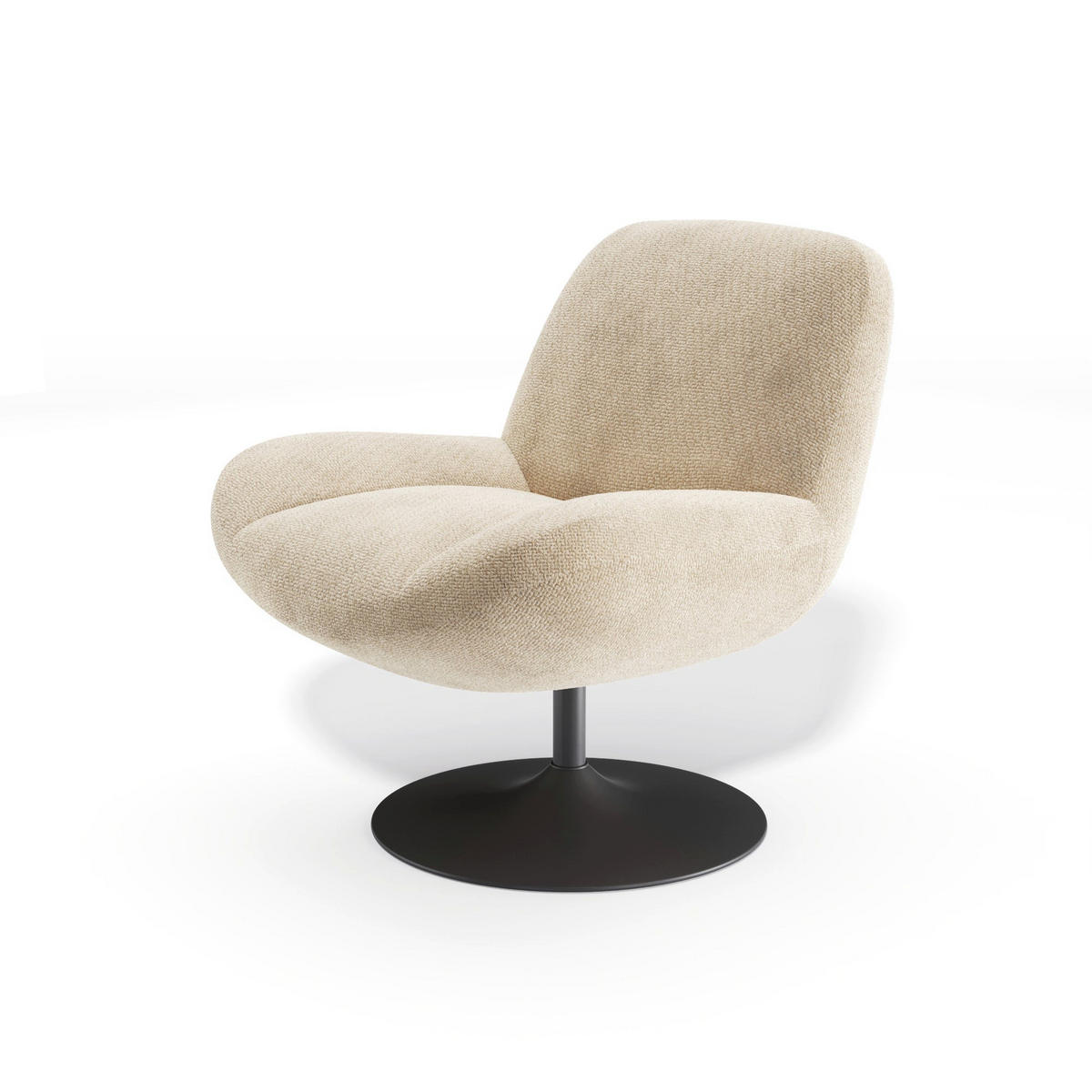 DREHSESSEL RETRO Bouclé-Velours Beige 71cm - Beige, Textil (71/80/76cm) - Premium Interiors