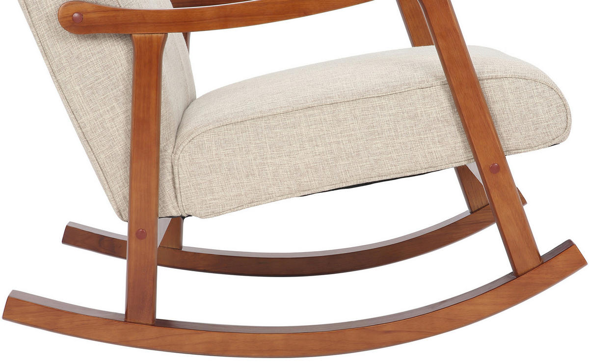SCHAUKELSTUHL Morello Stoff, Gestell Kautschukhokz Walnuss Creme - Walnussfarben/Creme, Holz/Textil (67/82/92cm) - TPFLiving