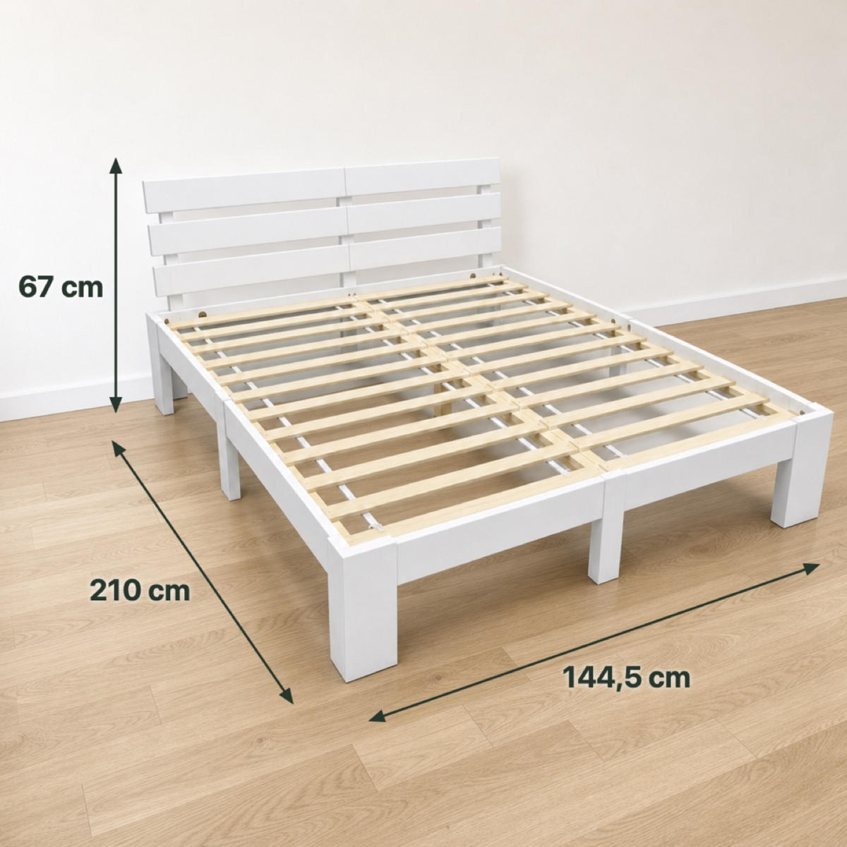 BETT Weiß Massivholz mit Lattenrost 140x200 cm - Weiß, Holz - Relaxdays