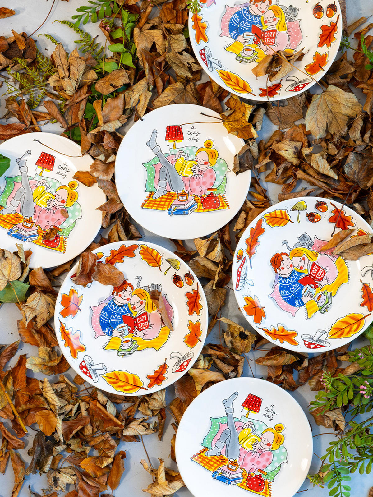 TIEFER TELLER Gemütliche Geschichte in Bunt - 23cm - Multicolor, Keramik (24/24/4.3cm) - Blond Amsterdam