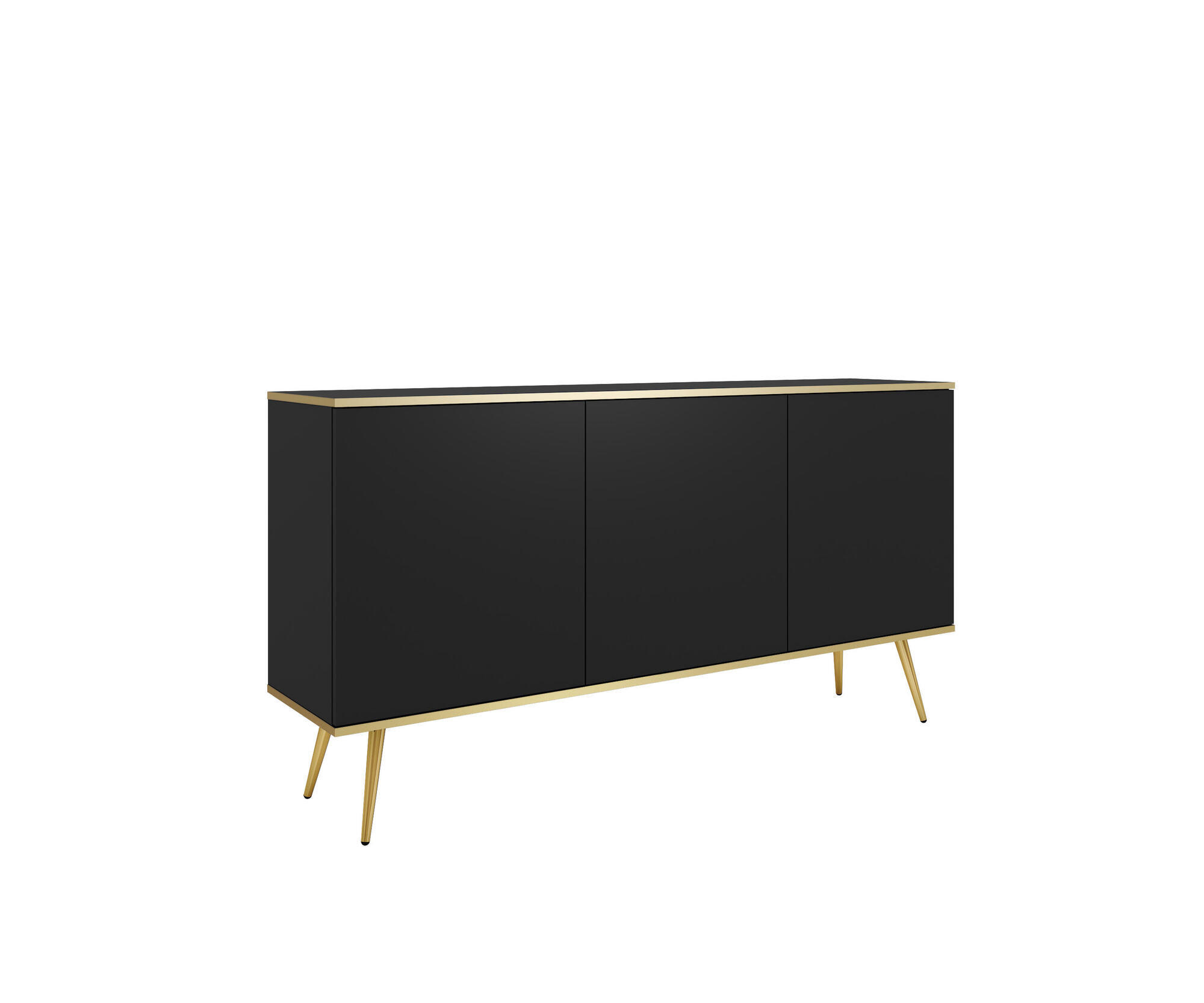 SIDEBOARD ORO Schwarz 160x39x85 cm - Schwarz, Holzwerkstoff (160/85/39cm) - FURNLUX