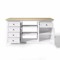 SIDEBOARD 150/65/75.5 cm Weiß mit 5 Schubladen und 2 Ausziehböden - Weiß, Holz (150/75.5/65cm) - Oxeza