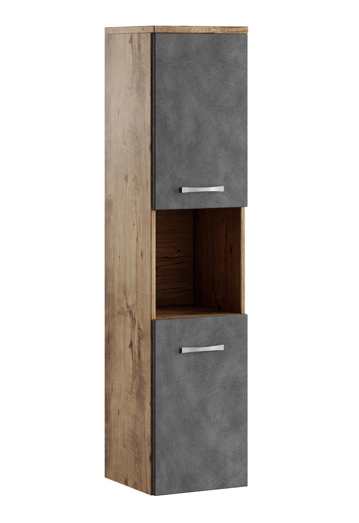 BADEZIMMERSCHRANK Montreal mit 2 Türen Kastanien Eiche / Grau - 30 x 30 x 130 cm - Eichefarben/Grau, Holz (30/131/30cm) - Badplaats