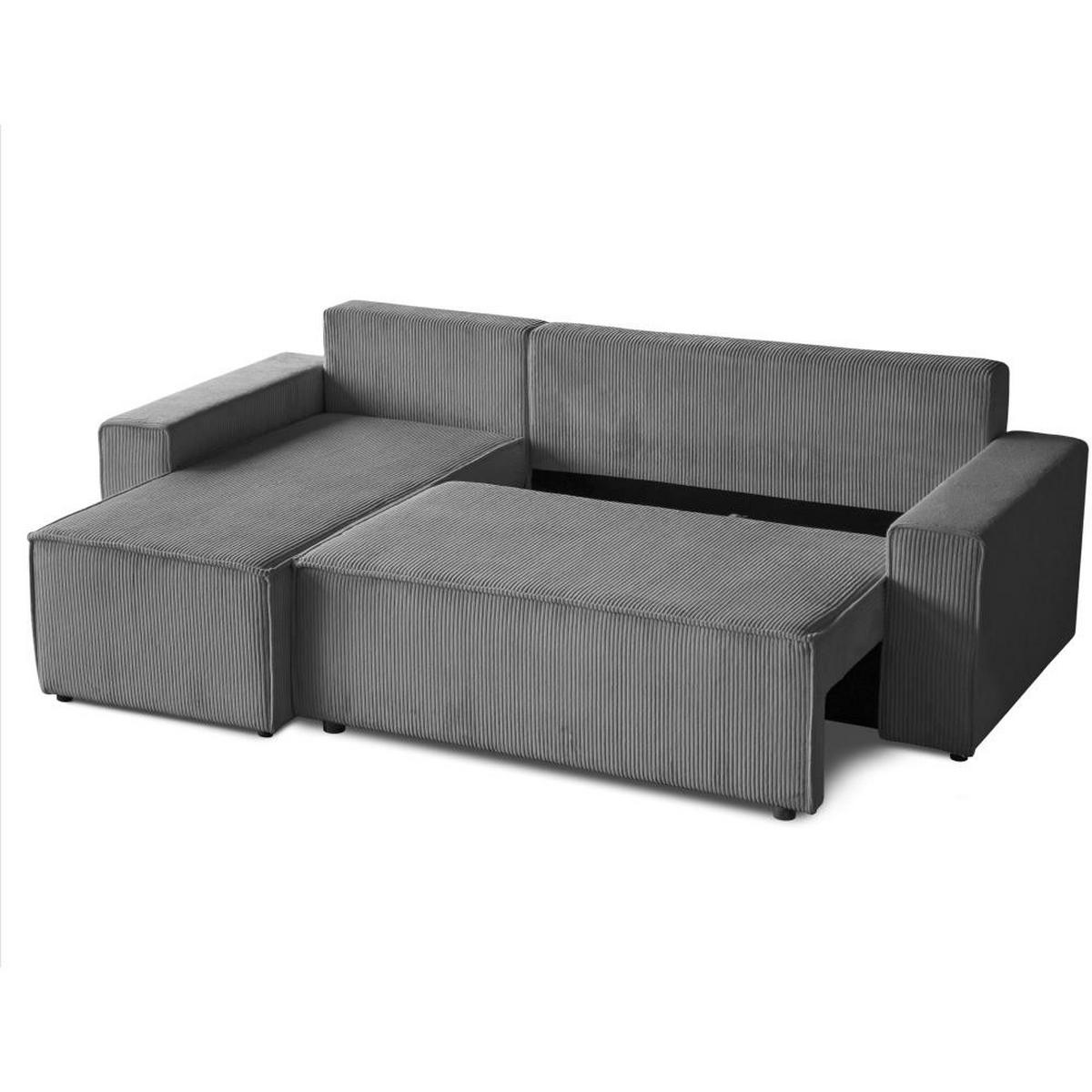 ECKSCHLAFSOFA mit Schlaffunktion Hektor grau - Schwarz/Grau, Kunststoff/Textil (247/152cm) - Beautysofa