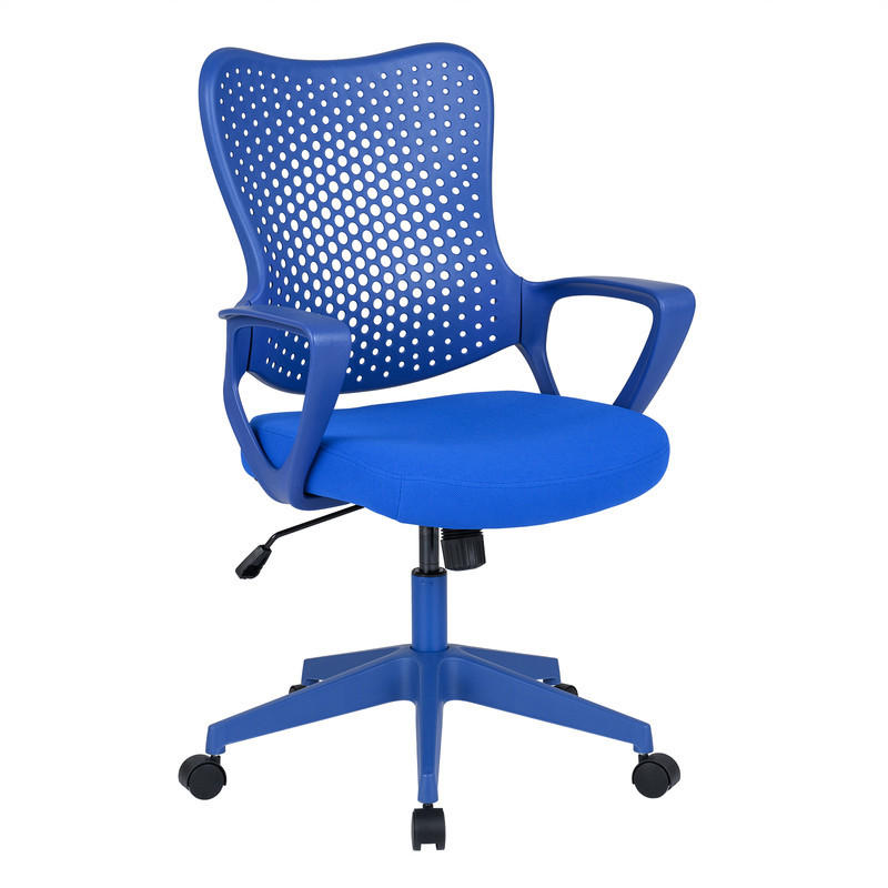 BÜROSTUHL atmungsaktiver Mesh-Rücken blau - Blau, Kunststoff (63.5/95.5/62cm) - COSTWAY