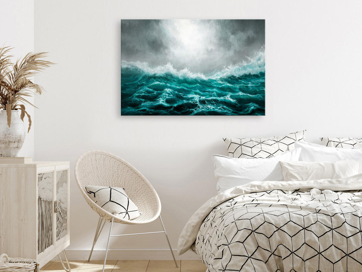 KUNSTDRUCK Grün 120/80 cm - Grau/Grün, Textil (120/80cm) - KUNSTLOFT