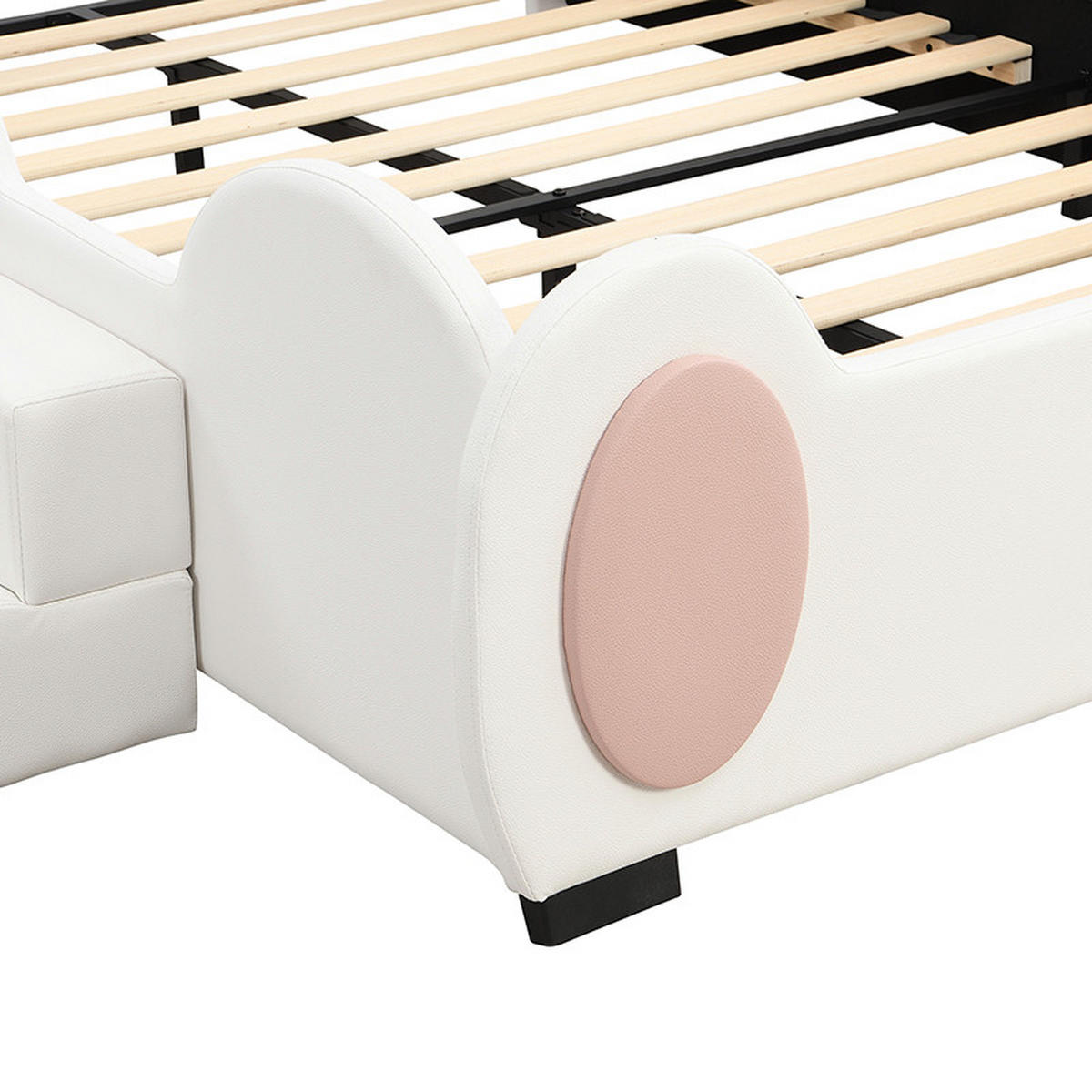 KINDERBETT 140x200cm Rosa + Weiß Cartoon Schmetterlingsbett LED Rutsche - Multicolor, Holz (140/200cm) - FLIEKS