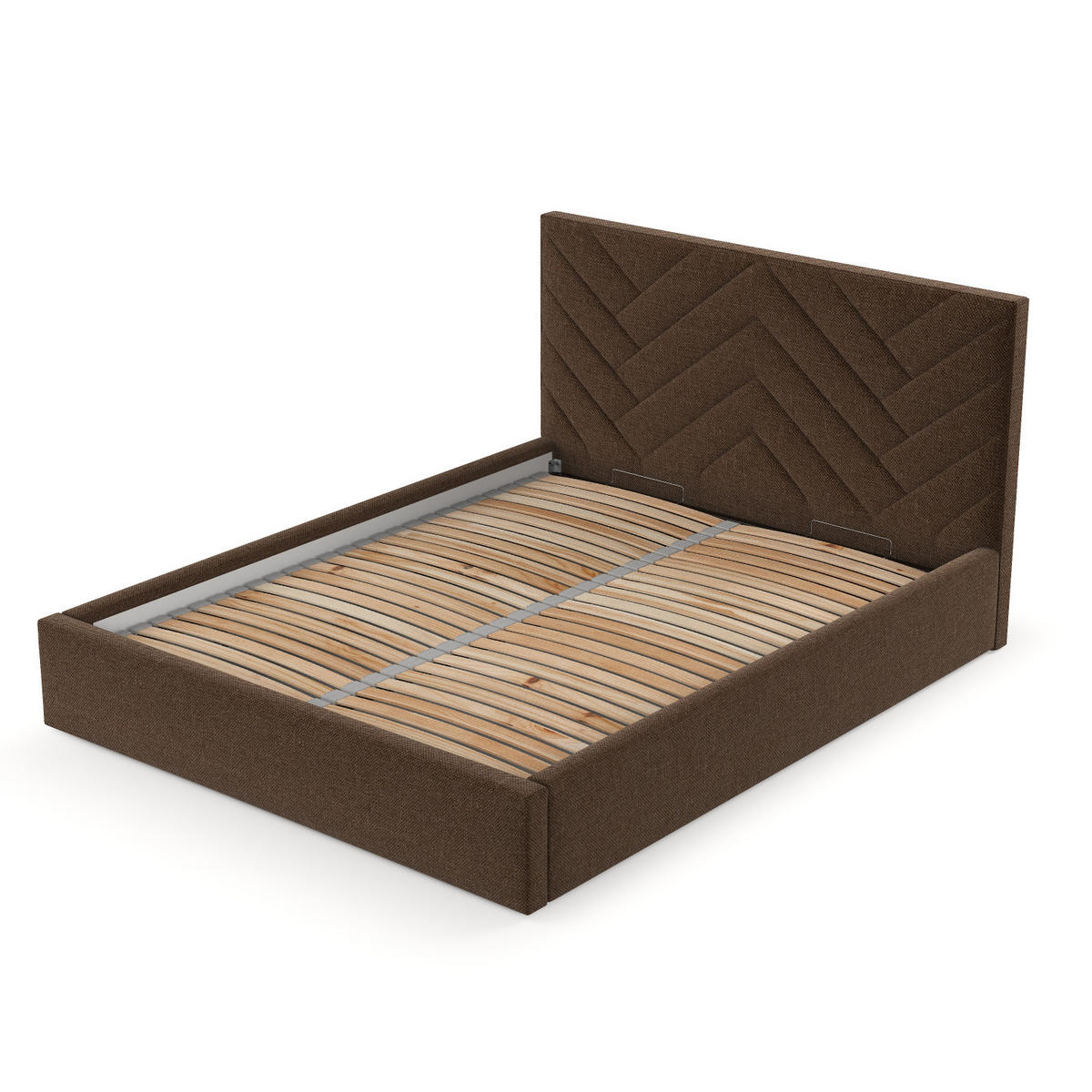 POLSTERBETT Arco 140/200 cm Braun im Inari Stoff - Schwarz/Naturfarben, Holz/Holzwerkstoff (140/200cm) - AltaBeds