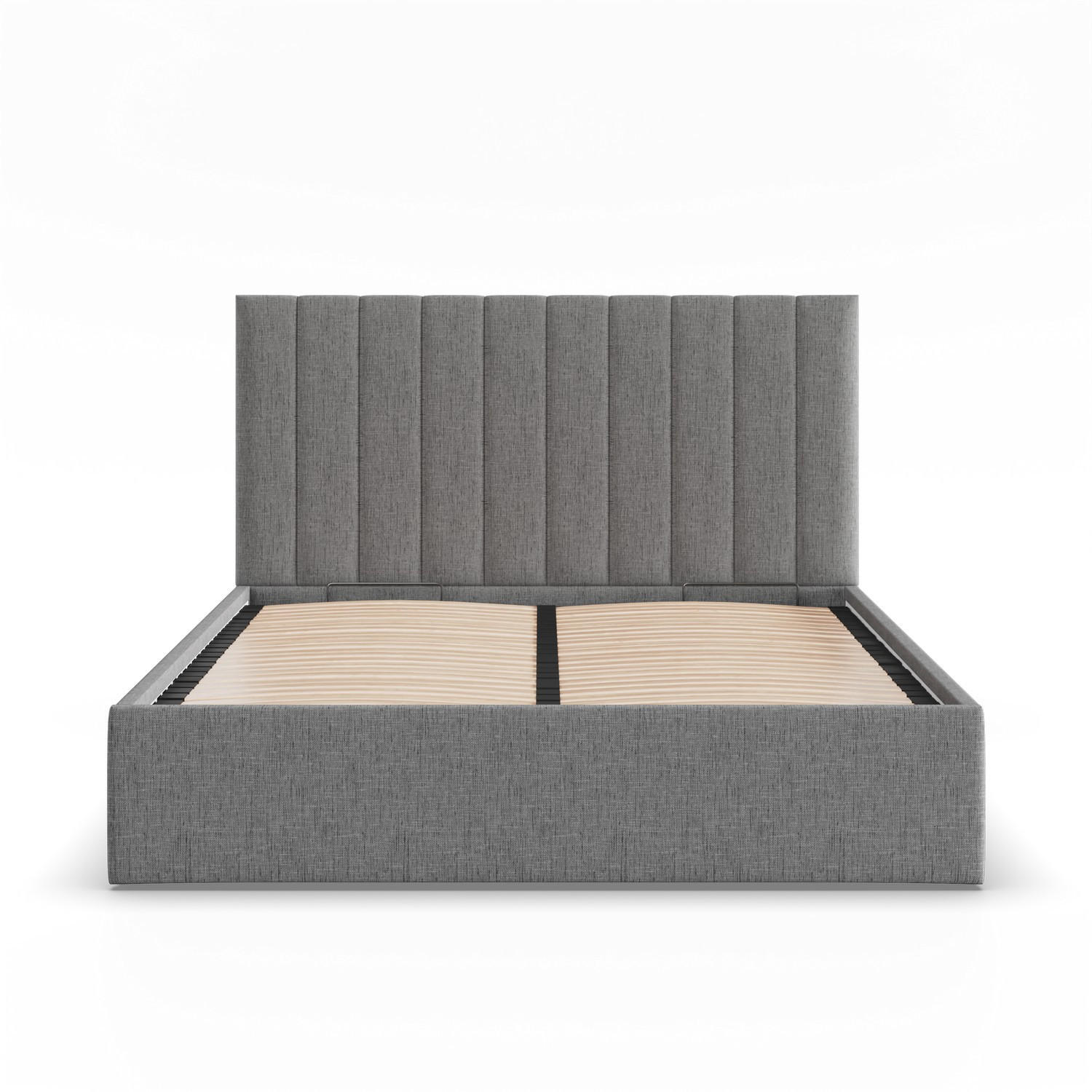 POLSTERBETT MIT KOPFTEIL 140x200 mit Bettkasten POLLA, Grau - Dunkelgrau, Textil (140/200cm) - Mebligo