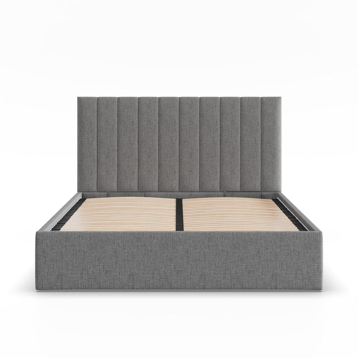 POLSTERBETT MIT KOPFTEIL 140x200 mit Bettkasten POLLA, Grau - Dunkelgrau, Textil (140/200cm) - Mebligo
