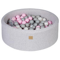 BÄLLEBAD für Kinder, Cotton, Hellgrau - Transparent/Hellrosa, Textil (90/90/30cm) - MeowBaby