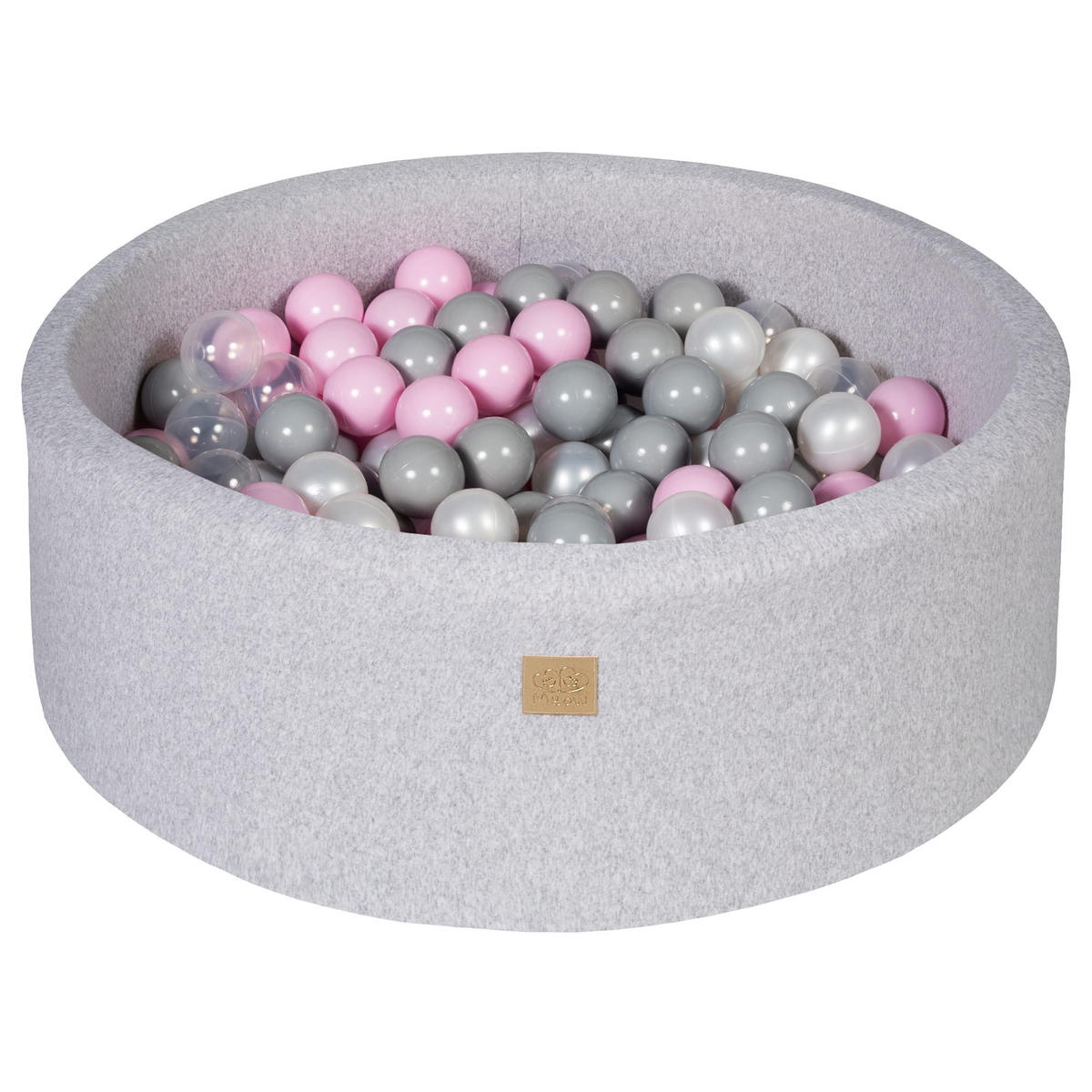 BÄLLEBAD für Kinder, Cotton, Hellgrau - Transparent/Hellrosa, Textil (90/90/30cm) - MeowBaby