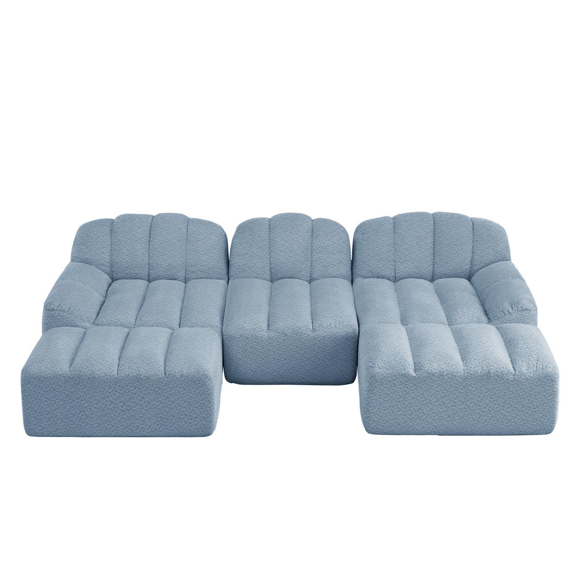 SOFA modular U-/L-Form 3-Sitzer Blue Granular Fleece - Blau, Kunststoff (165/79/288.1cm) - Meubliv