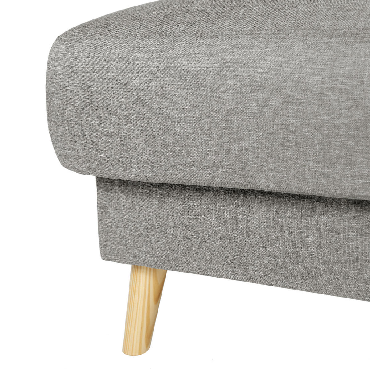 POLSTERHOCKER - Webstoff - Hellbraun/Grau, Holz/Textil (77/46/62cm) - home24