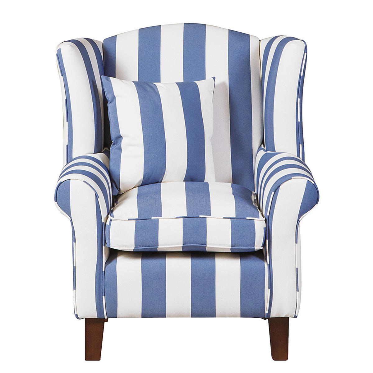 SESSEL ohne Hocker - Webstoff - Blau gestreift - Blau, Holz/Textil (78/95/78cm) - home24
