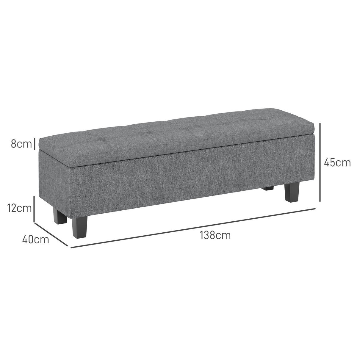 SITZBANK mit Stauraum, 138 x 40 x 45 cm, Dunkelgrau - Dunkelgrau, Textil (138/45/40cm) - HOMCOM