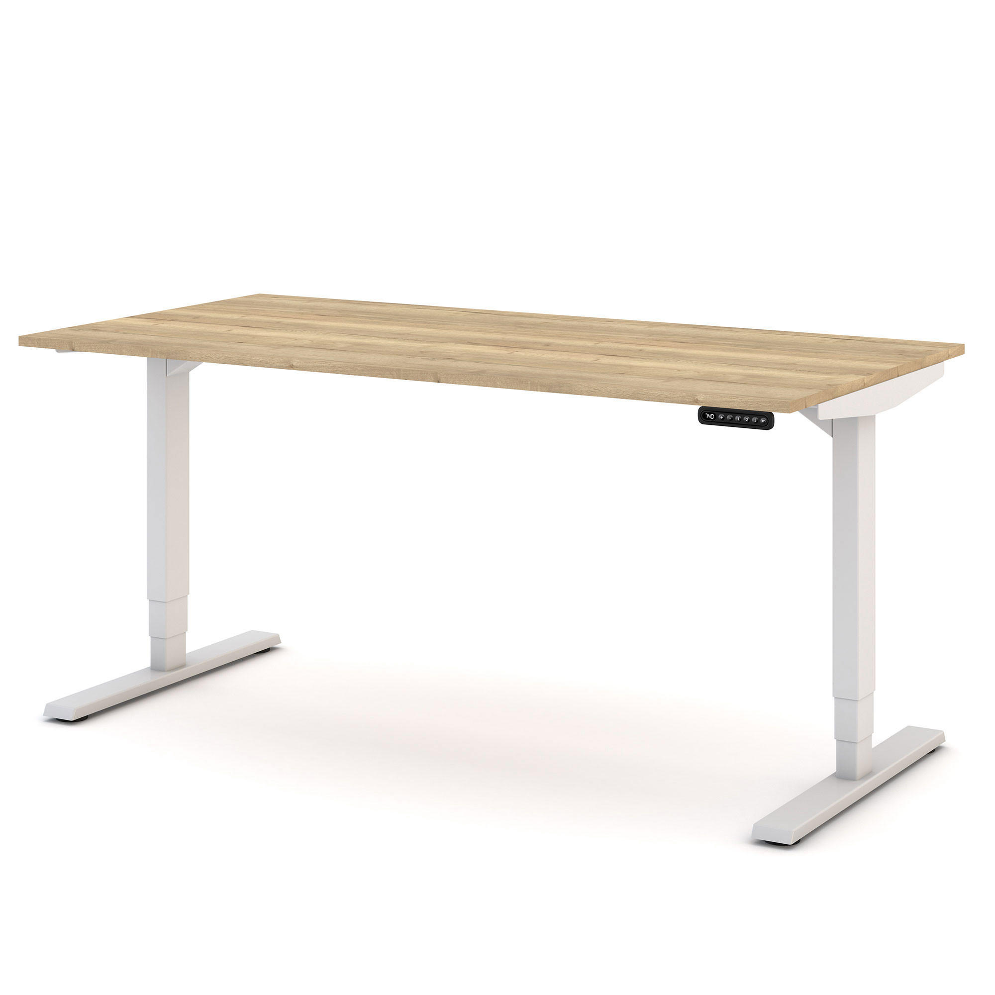 SCHREIBTISCH Elektrisch höhenverstellbarer Schreibtisch Y-Line Eiche Natura Signalweiß 160/80/62-127cm - Weiß/Eiche Artisan, Holzwerkstoff/Metall (80/160/127cm) - ASSMANN
