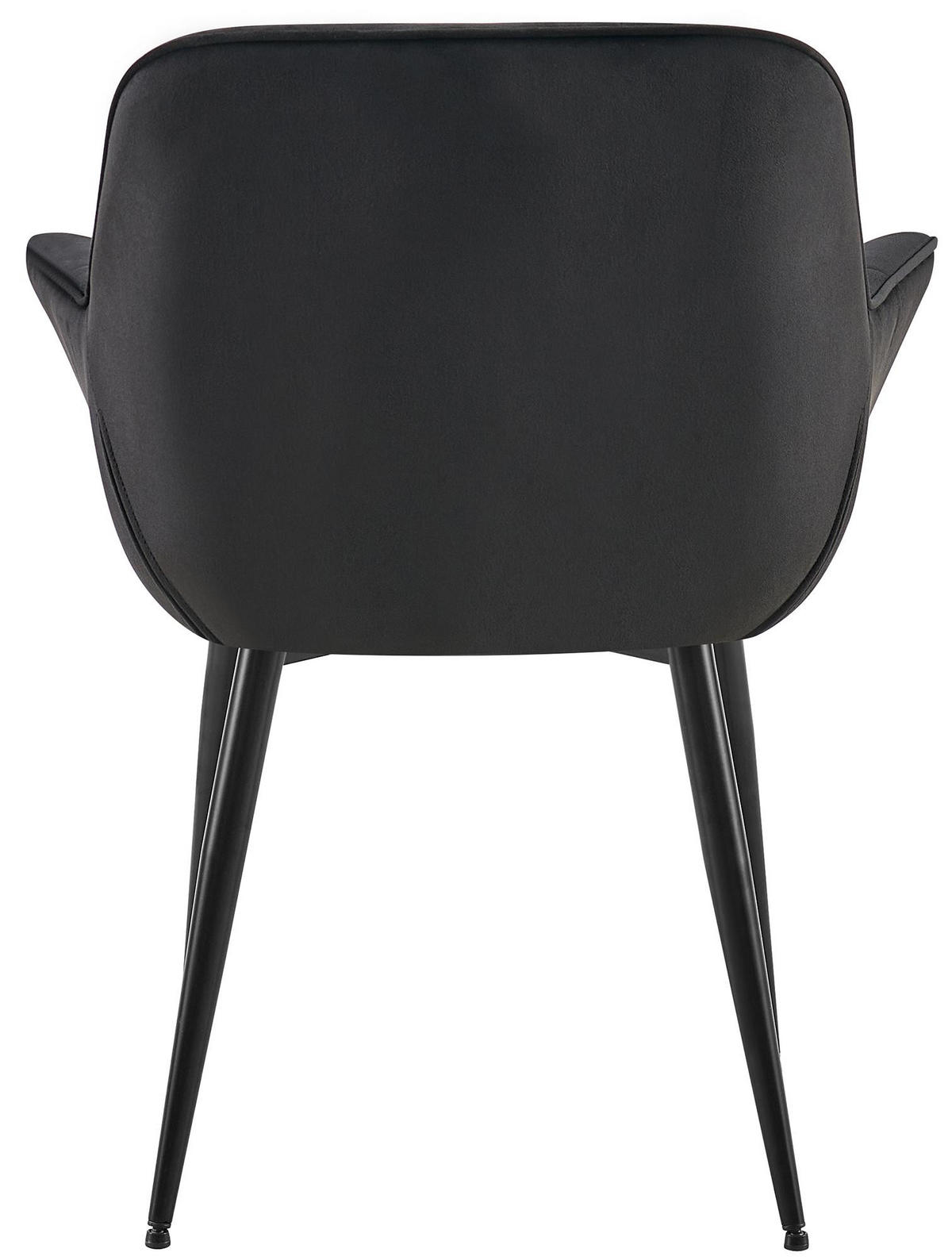 ARMLEHNENSTUHL 2er Set Samt schwarz - Schwarz, Textil/Metall (65/85/58cm) - CLP