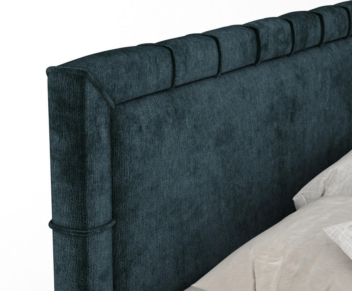 BOXBETT Monpelli Türkisfarben 140/200 cm mit Matratze und Topper - Türkis/Schwarz, Holz/Holzwerkstoff (140/200cm) - Maison de Reve