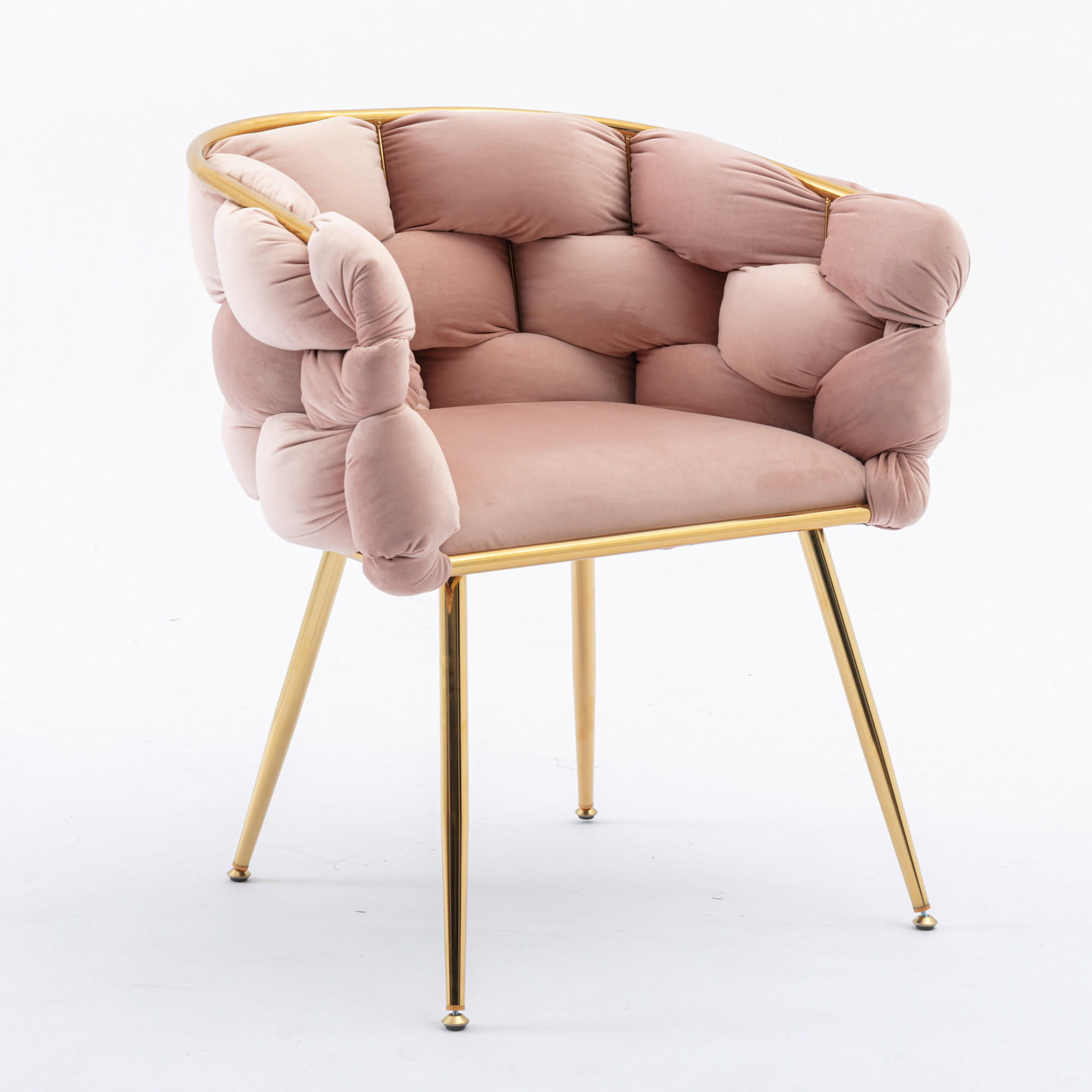 SESSEL Samt Pink mit Metallgestell für Schlafzimmer, Wohnzimmer, Esszimmer - Rosa, Textil/Metall (73/75/56cm) - WISHDOR