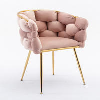 SESSEL Samt Pink mit Metallgestell für Schlafzimmer, Wohnzimmer, Esszimmer - Rosa, Textil/Metall (73/75/56cm) - WISHDOR