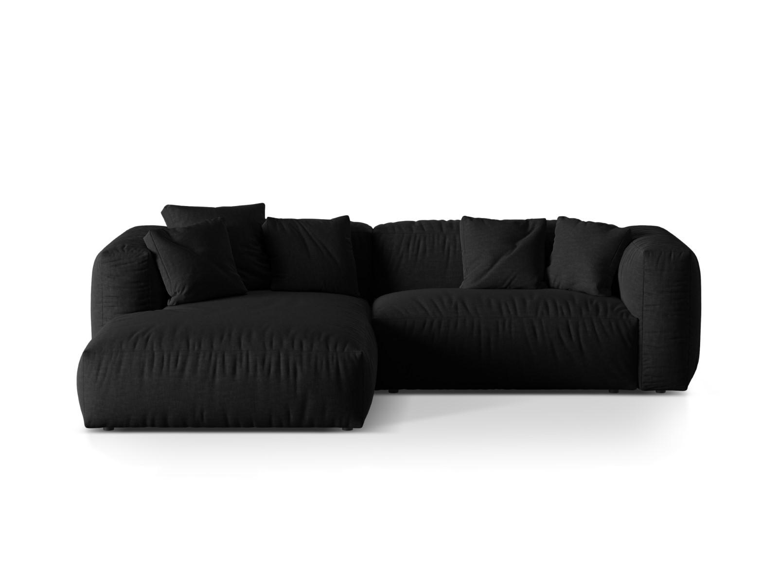 ECKSOFA modular links Martina aus strukturiertem Stoff schwarz 2 Sitzplätze - Schwarz, Textil (176/283cm) - Micadoni
