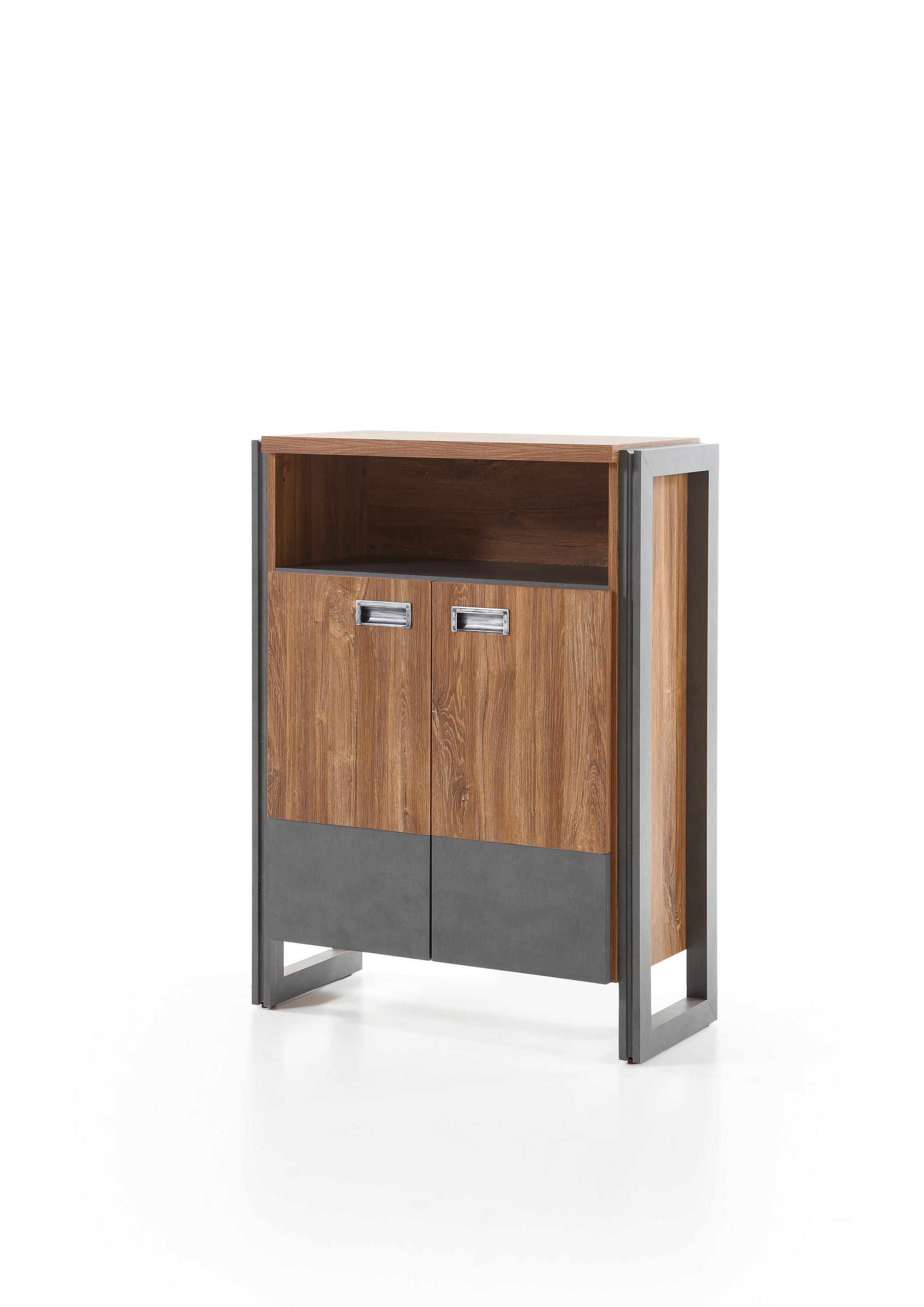 KOMMODE I12 Stirling Oak & Matera 75/100/33 cm mit Türen - Eichefarben/Grau, Holzwerkstoff (75/100/33cm) - Livojo