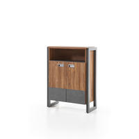 KOMMODE I12 Stirling Oak & Matera 75/100/33 cm mit Türen - Eichefarben/Grau, Holzwerkstoff (75/100/33cm) - Livojo