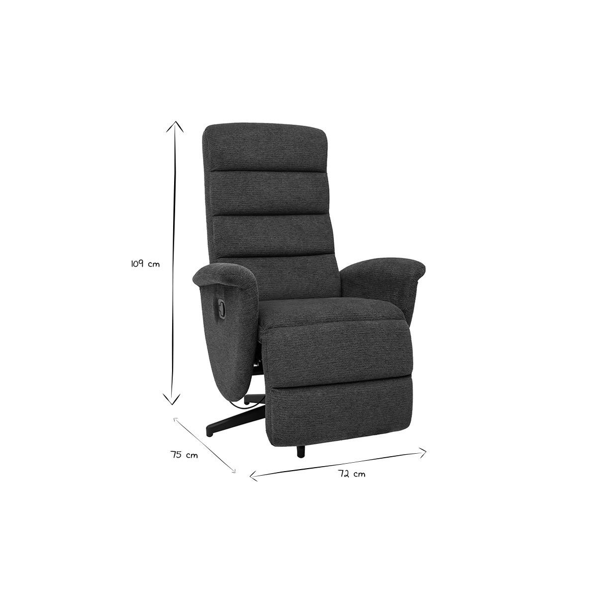 RELAXSESSEL Manuell Dunkelblau Chenillestoff NELSON - Dunkelblau, Textil (75/109/72cm) - Miliboo