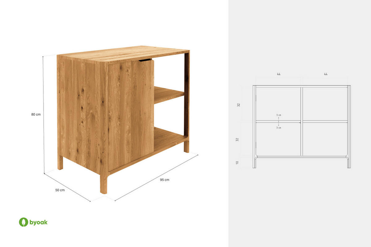 KOMMODE PAUL Kernbuche - Kernbuche, Holz (80/80/50cm) - byoak
