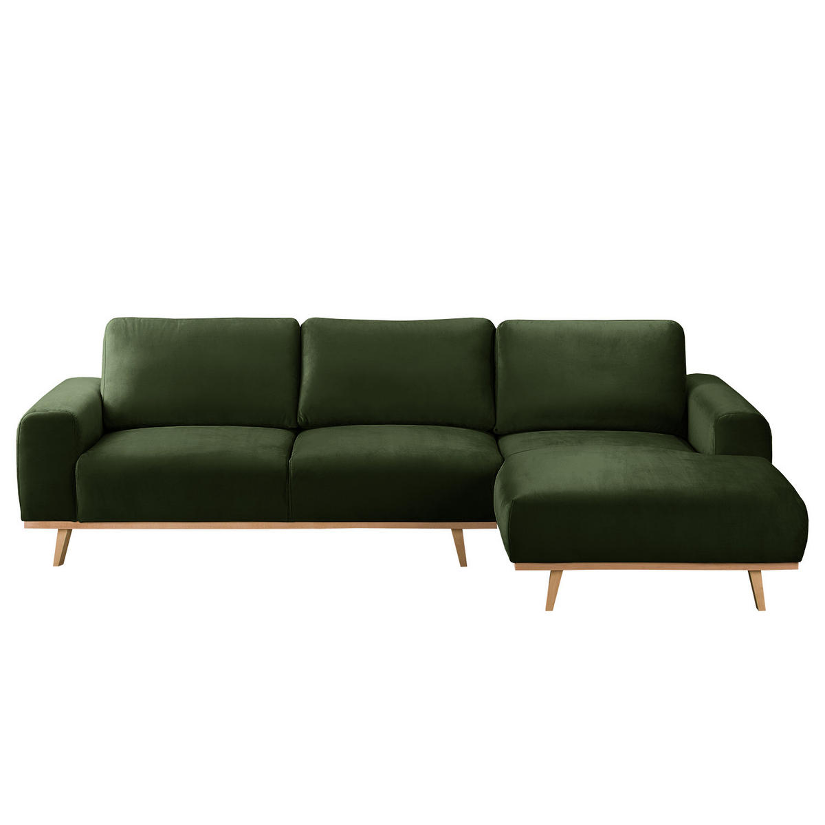 ECKSOFA - Samt - Dunkelgrün, Textil (286/152cm) - home24