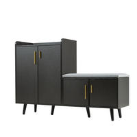 SCHUHSCHRANK aus Spanplatte 120x34x82cm in Schwarz mit Sitzpolster - Schwarz, Holzwerkstoff (120/82/34cm) - Modfu