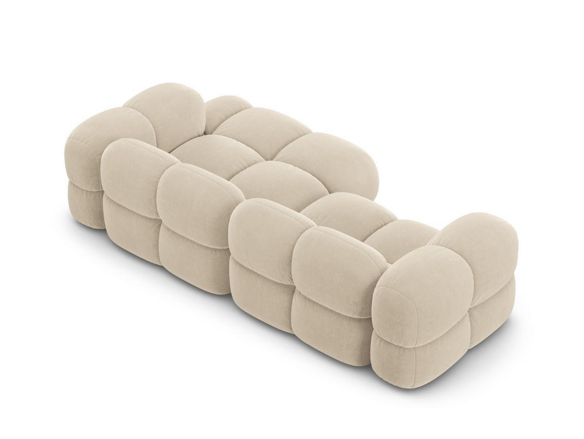 ECKSOFA rechts Loretto aus Samt leichtes beige 3 Sitzplätze - Creme, Textil (147/250cm) - Cosmopolitan Design