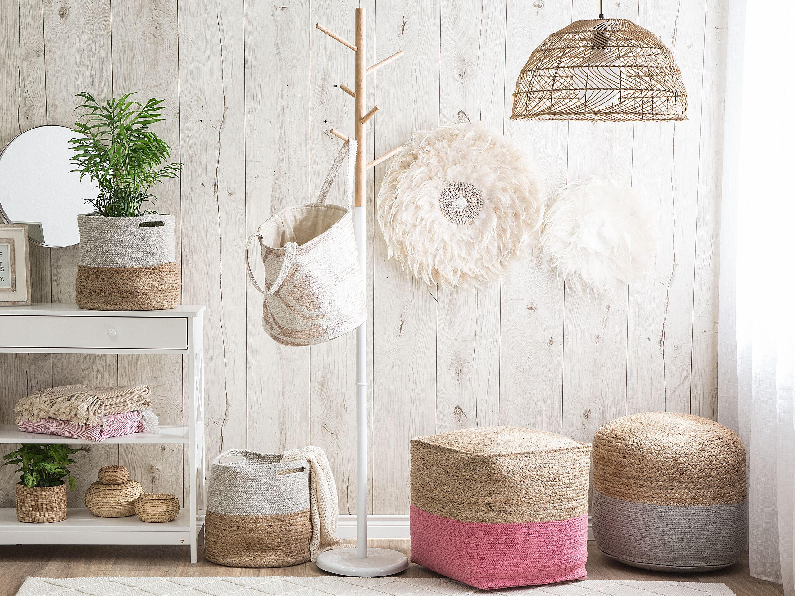 POUF Kirama 44/44/44 cm - Beige, Naturmaterialen (44/44/44cm) - Beliani