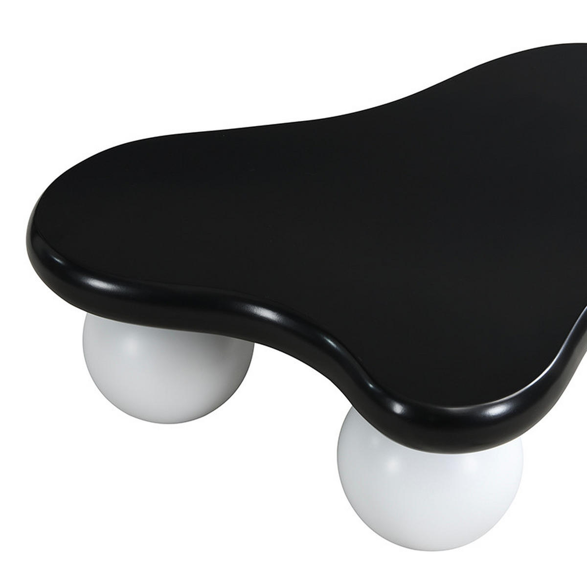 COUCHTISCH Wolkenform LED mit Farbwechsel Rundbeine modern MDF skandinavisch - Schwarz/Weiß, Holzwerkstoff (95/62.5/32cm) - EVRYAE