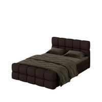 BOXBETT Vanessa 140/200 cm, in Dunkelbraun, Bouclé-Stoff, Bettkasten, Matratze, Topper - Dunkelbraun, Textil (140/200cm) - Barchello
