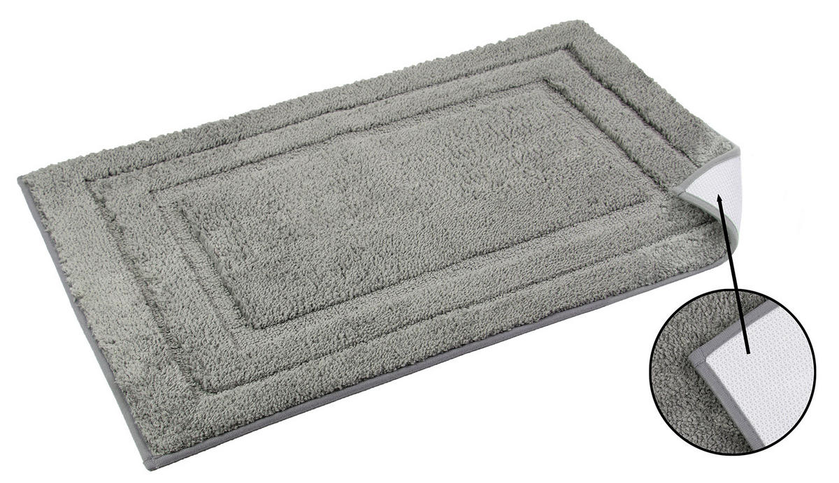 BADEMATTE, 50x80 cm, 100% Polyester, Grau - Grau, Textil (50/80cm) - Zollner