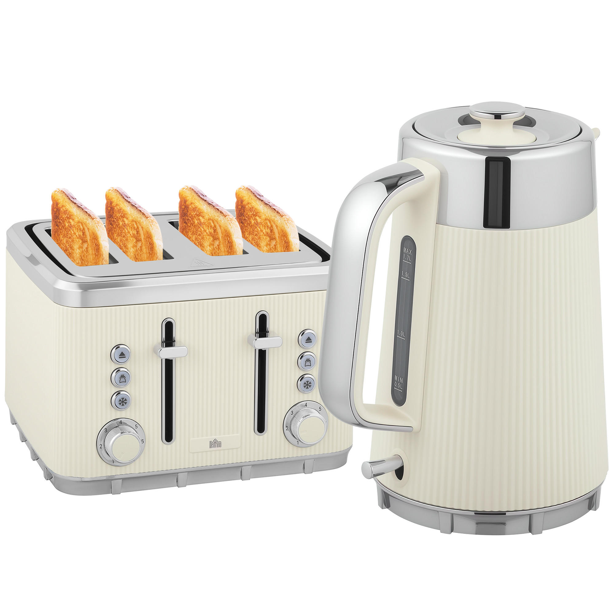 TOASTER mit Wasserkocher DE-07926 Creme - Creme, Metall (15.5/25.5/21.2cm) - ComfortXL
