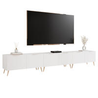 TV skrinka ANGEL biela stojaca s LED osvetlením 300 cm - biela, kompozitné drevo (300/49/40cm) - Idohome