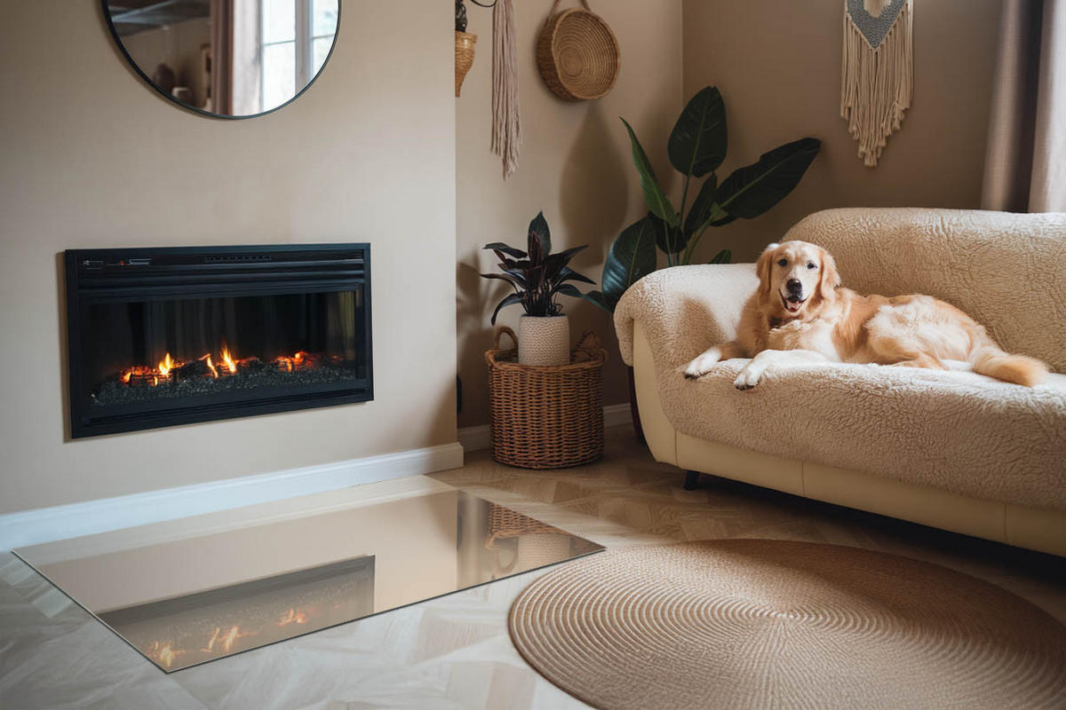 GLASPLATTE für Kamin 120x80 cm - Gelb, Glas (120/80/0.4cm) - TULUP