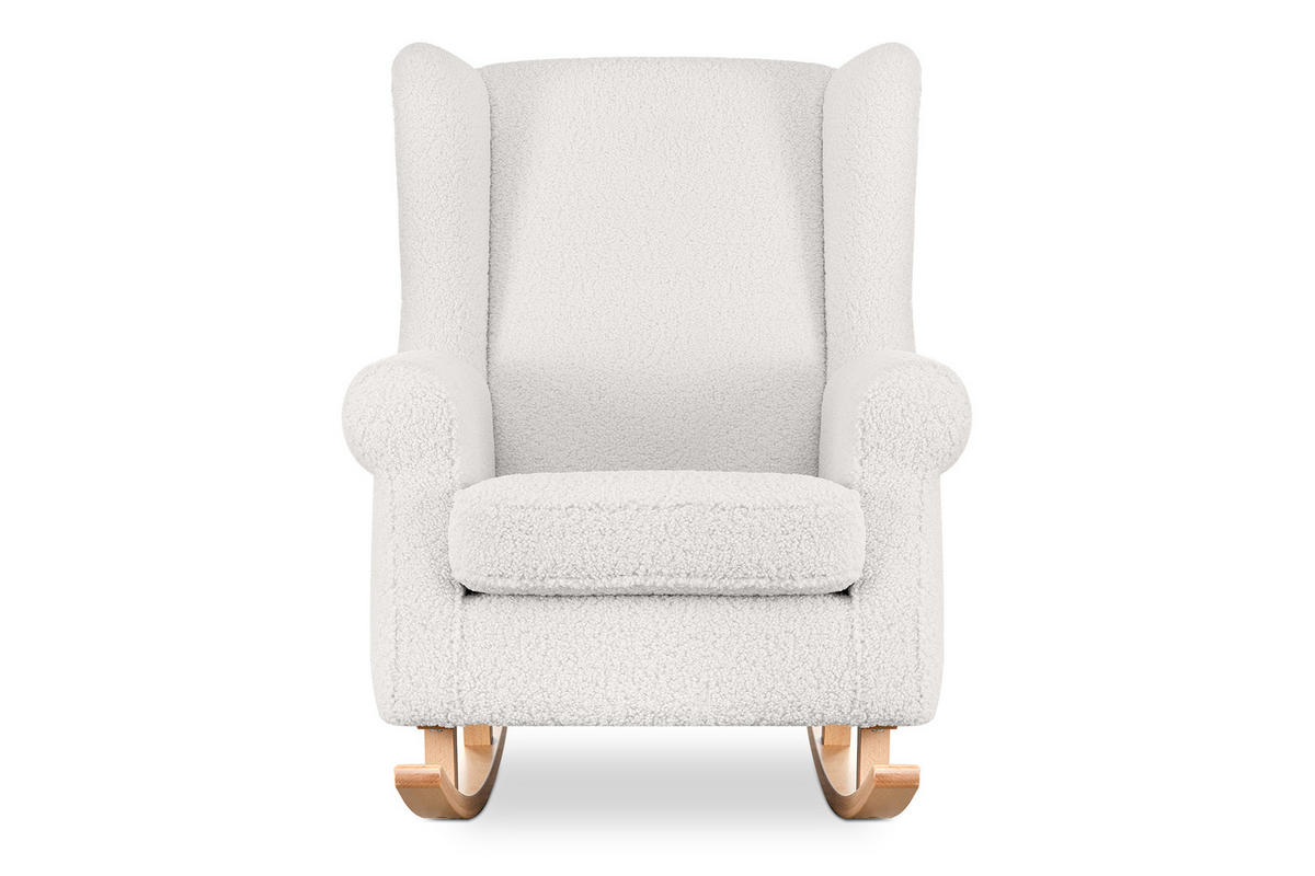SCHAUKELSESSEL TULES mit Tasche für kleine Gegenstände, Weiß - Eichefarben/Weiß, Eichenholz/Holzwerkstoff (80/105/105cm) - KONSIMO®