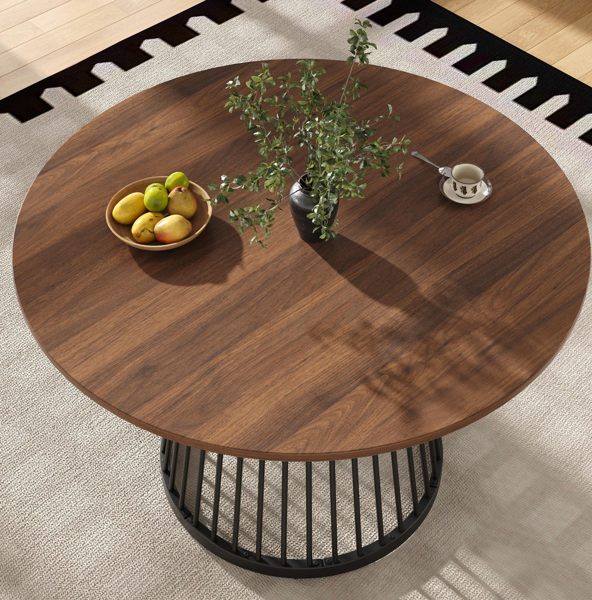 ESSTISCH 80/80/76 cm schwarz walnussfarben mit verstellbaren Füßen aus MDF Metall - Braun, Holzwerkstoff (80/80/76cm) - OKWISH