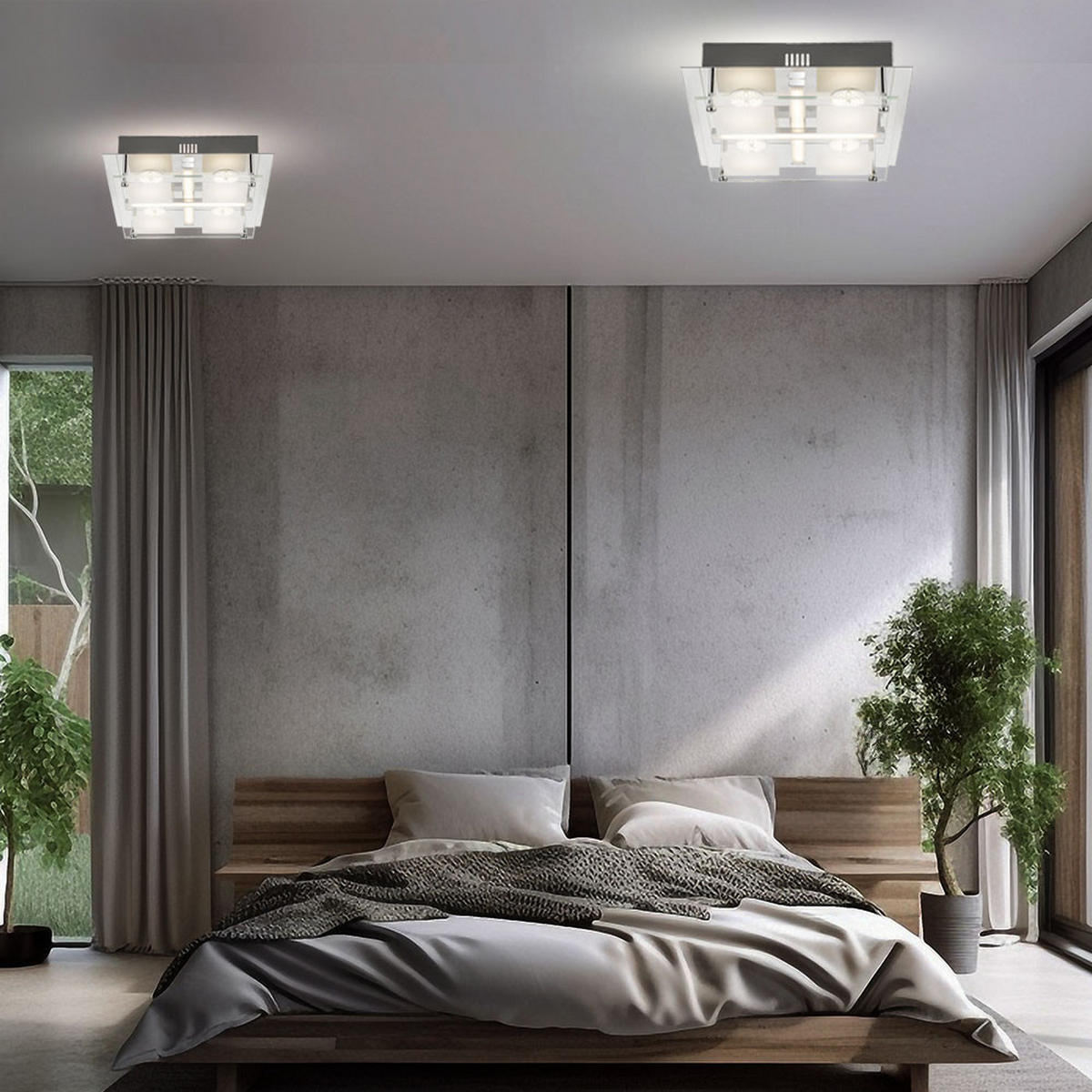 LED DECKENLEUCHTE PATRA Weiß 2er Set - Weiß, Glas (24/24/7cm) - Globo Lighting