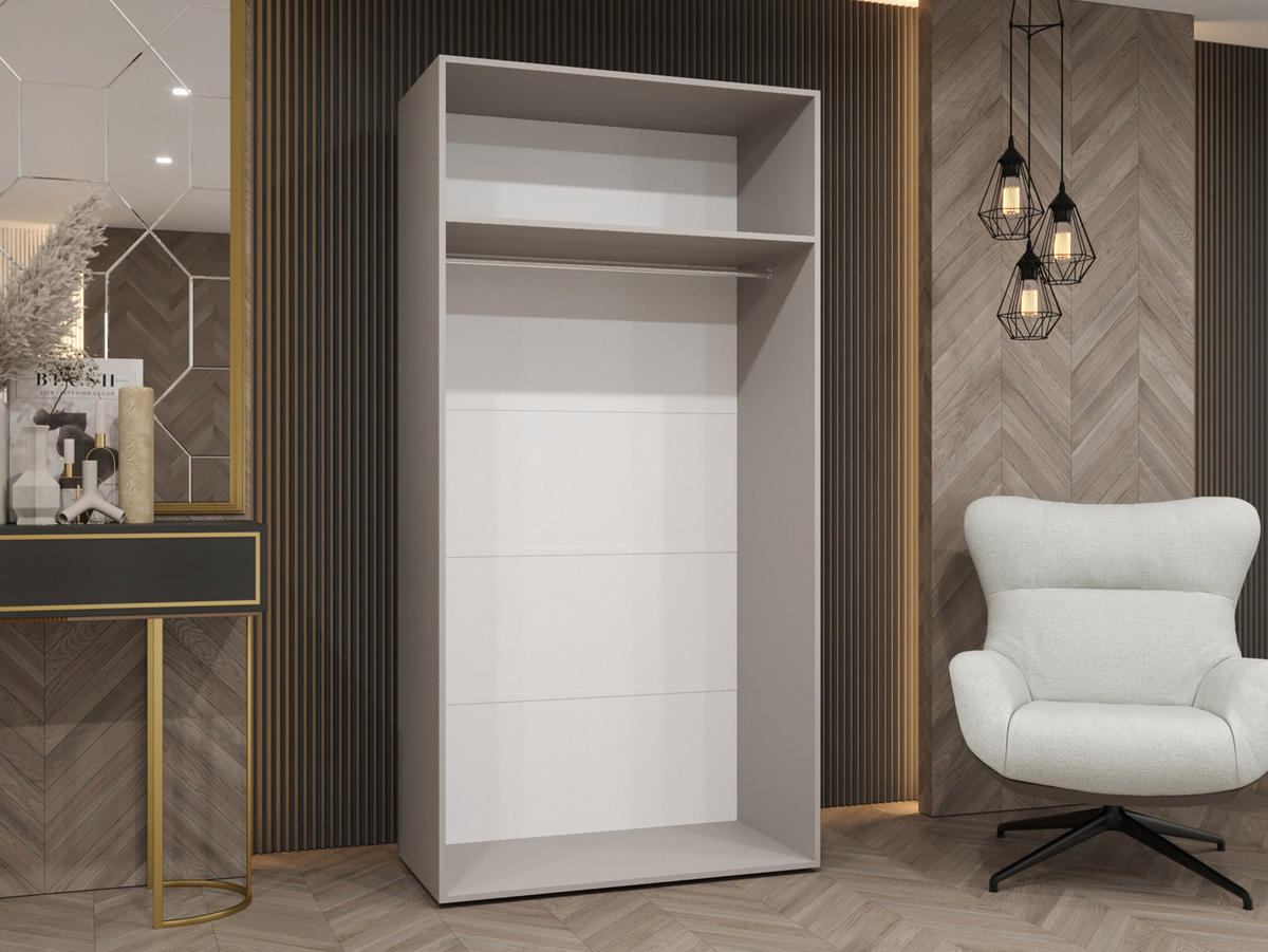 DREHTÜRENSCHRANK Mila I 100 - Kaschmir/Goldfarben, Holzwerkstoff/Kunststoff (100/202/52cm) - MIRJAN24