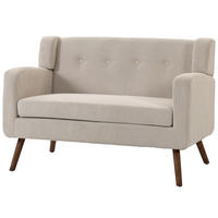 2-SITZER-SOFA Polyester Beige - Beige/Walnussfarben, Holz/Holzwerkstoff (72/80/118cm) - HOMCOM