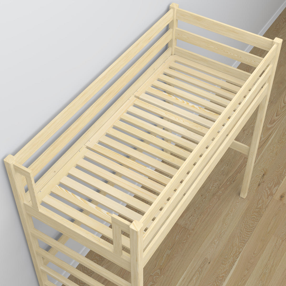 HOCHBETT N01 mit Schreibtisch Klare Kiefer 120/180 - Braun, Naturmaterialien/Holz (120/180cm) - N-Wood